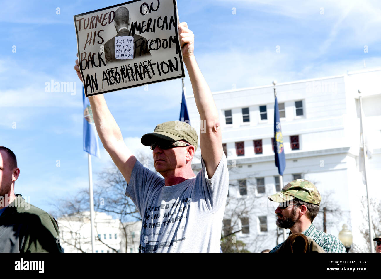 Supporters at Guns Across America rally at state capital in Montgomery, Alabama, United States
