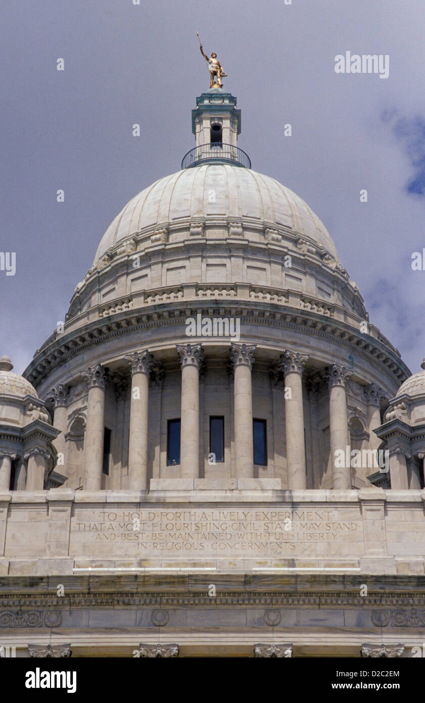 Rhode Island. Providence. State House. State Capitol Dome Close-Up. Stock Photo