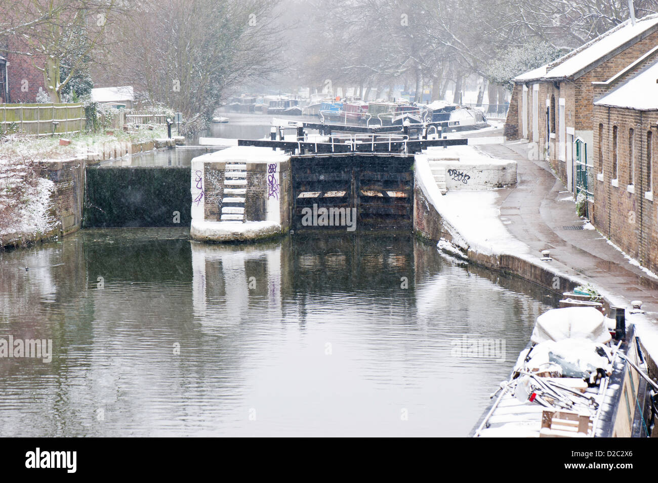 Hertford Union Canal by Victoria Park, in January, London, United Kingdom Stock Photo