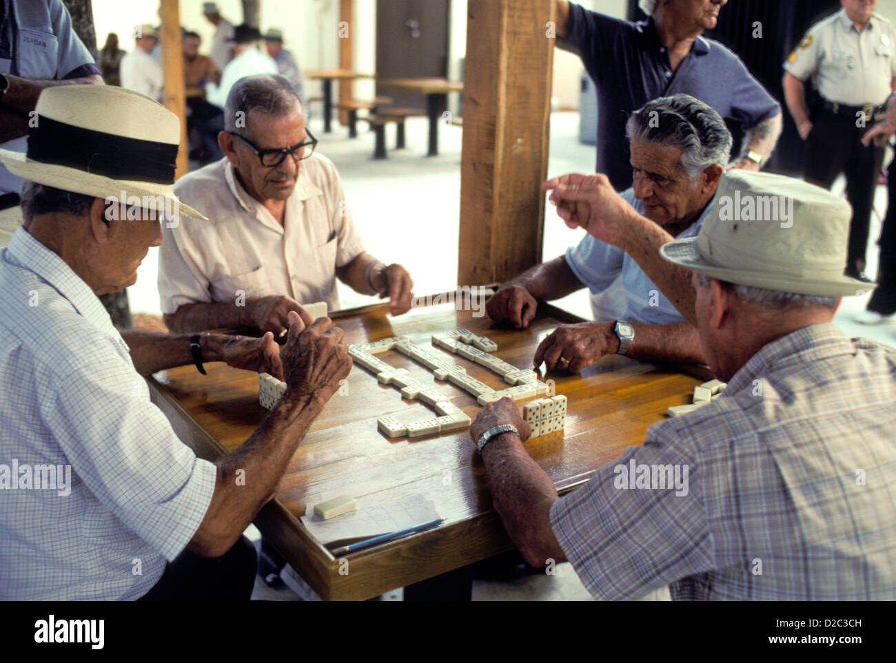 Florida, Miami, Little Havana. Seniors Playing Dominos Stock Photo