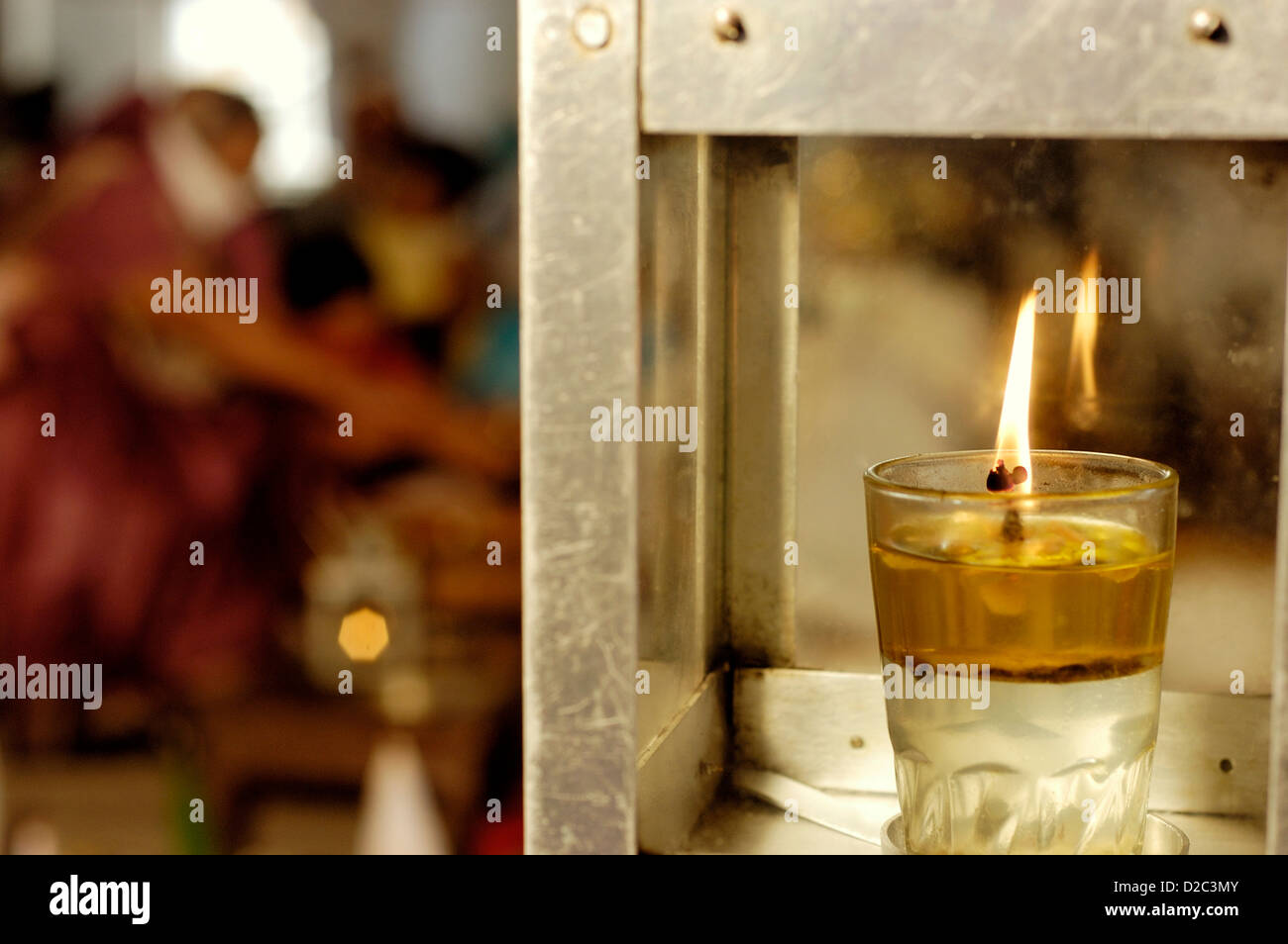 Oil Lamp Diya On Special Prayer Being Offered By Jain Religious Community In India Stock Photo