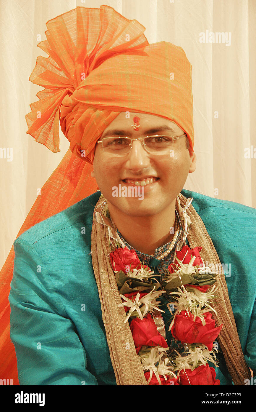 An Indian Gujarati Groom On His Wedding Day, India Stock Photo