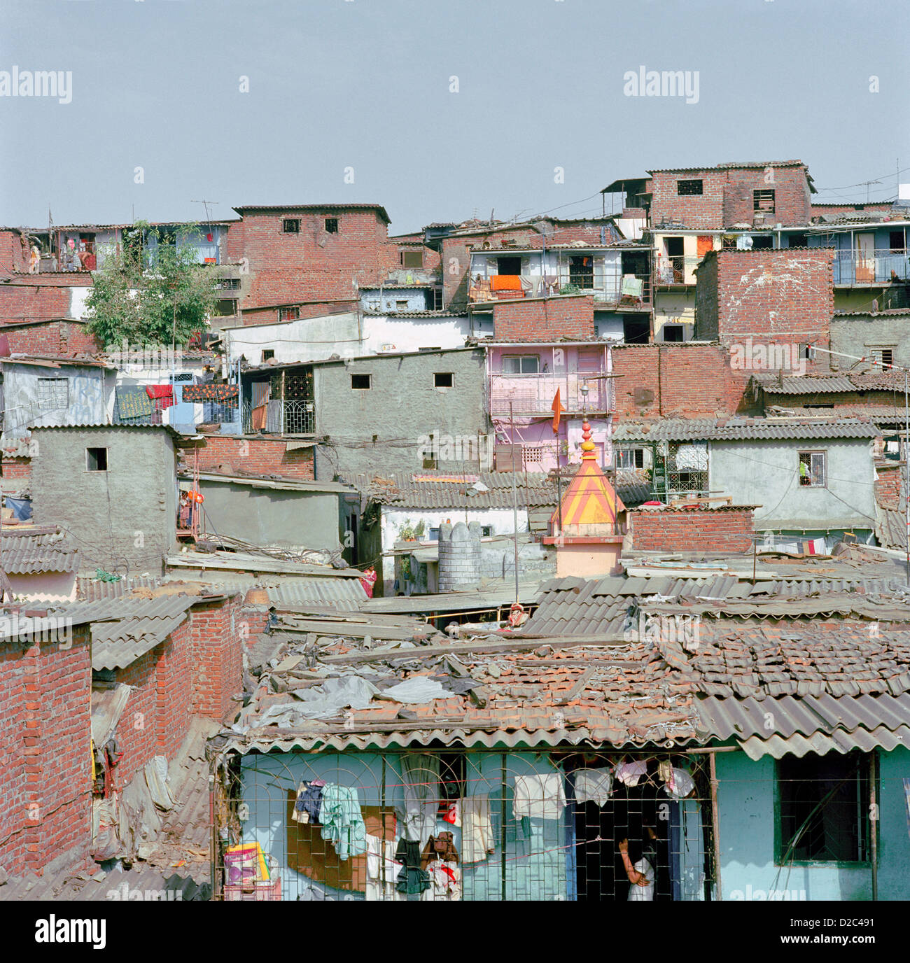 A View Slum Settlement On Aslope Houses Made Cheap Often Recycled 