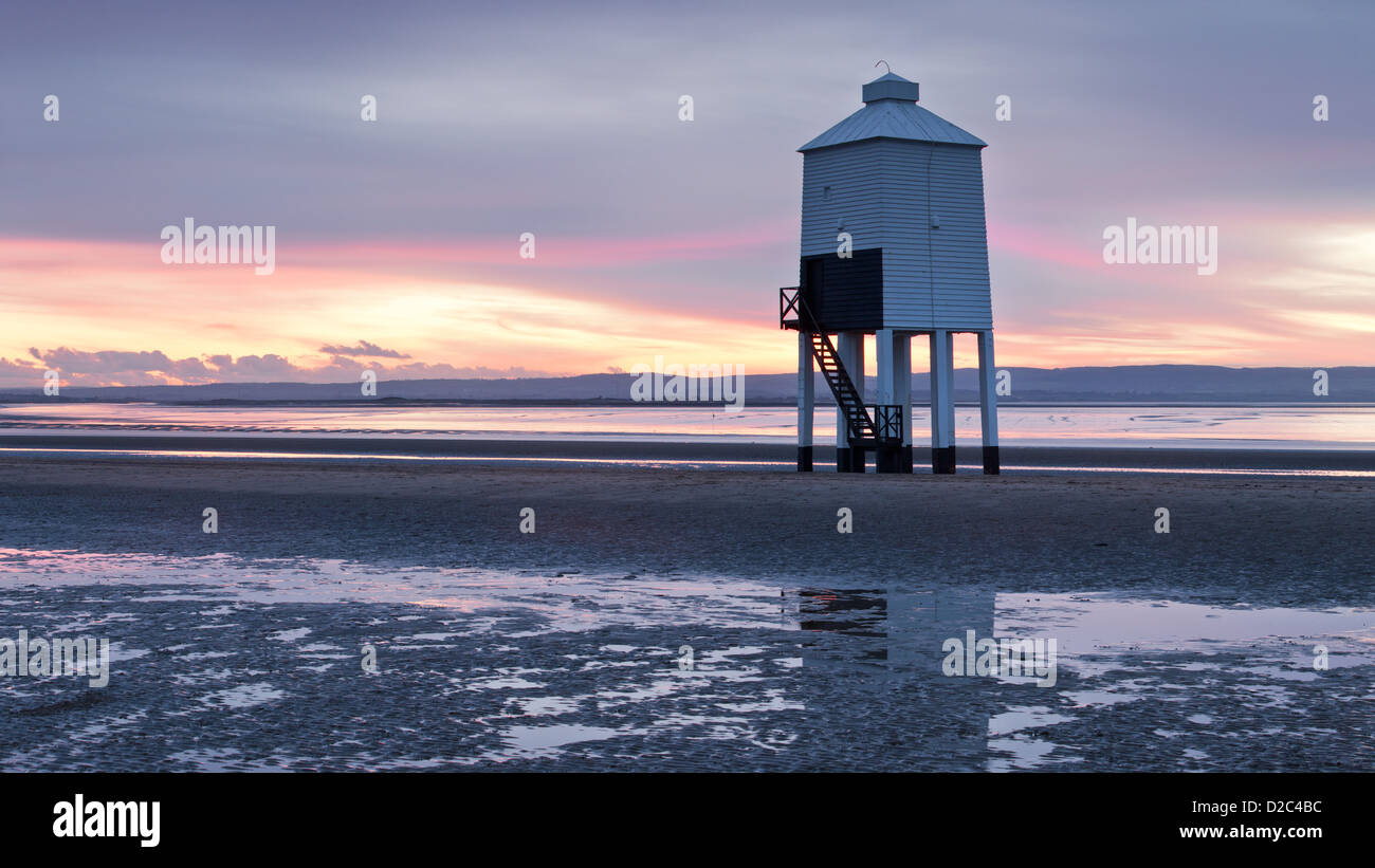 Burnham Lighthouse during low tide. Stock Photo