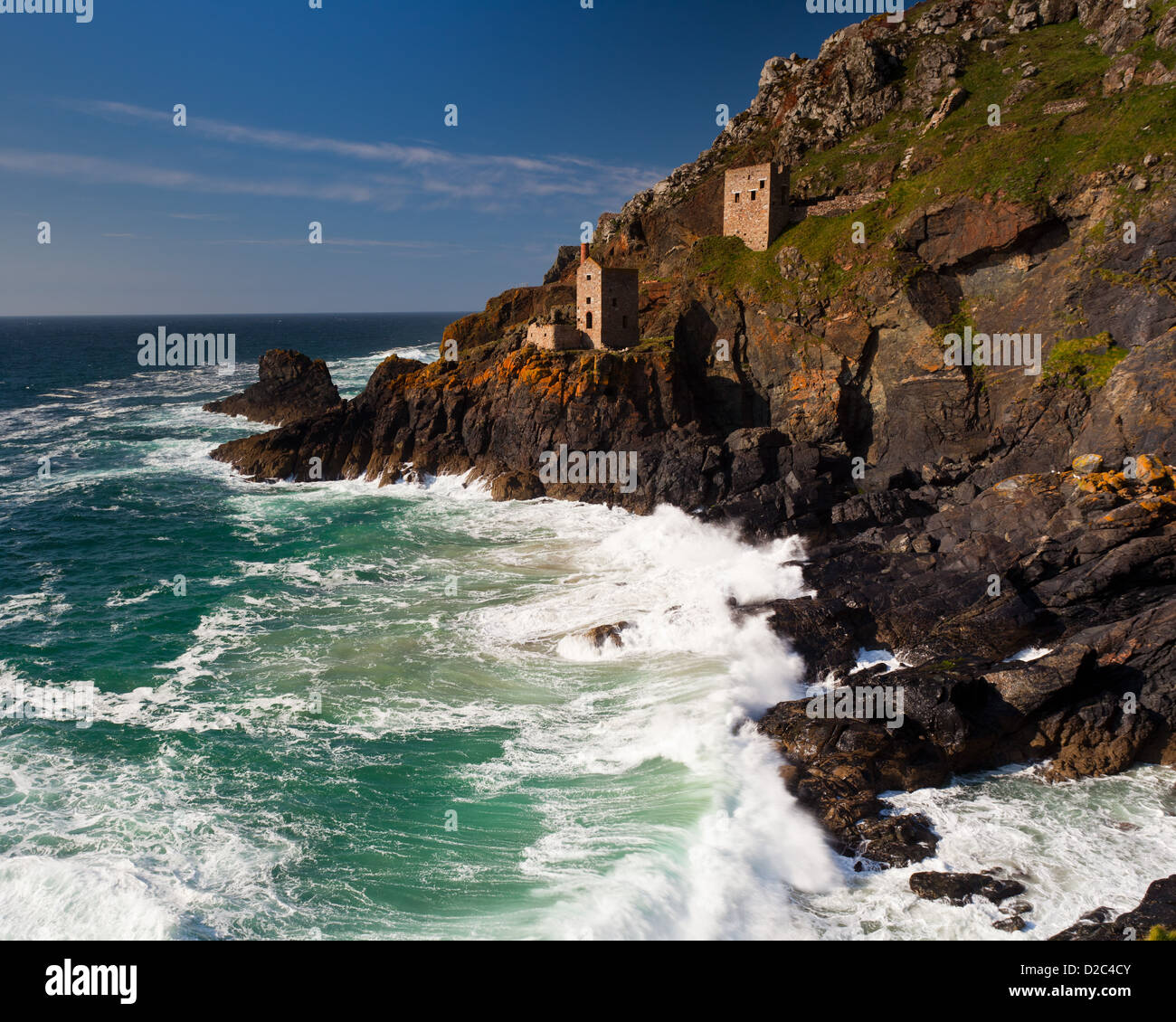 Cornish Tin Mines along coastal cliffs Stock Photo Alamy