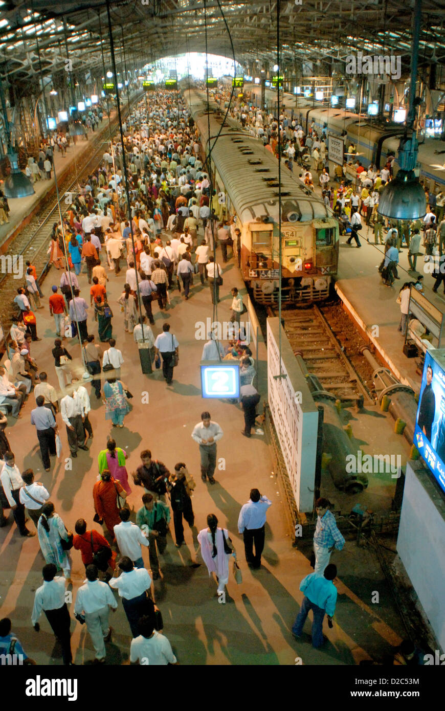 Crowd At Churchgate Railway Station, Bombay Mumbai, Maharashtra, India Stock Photo
