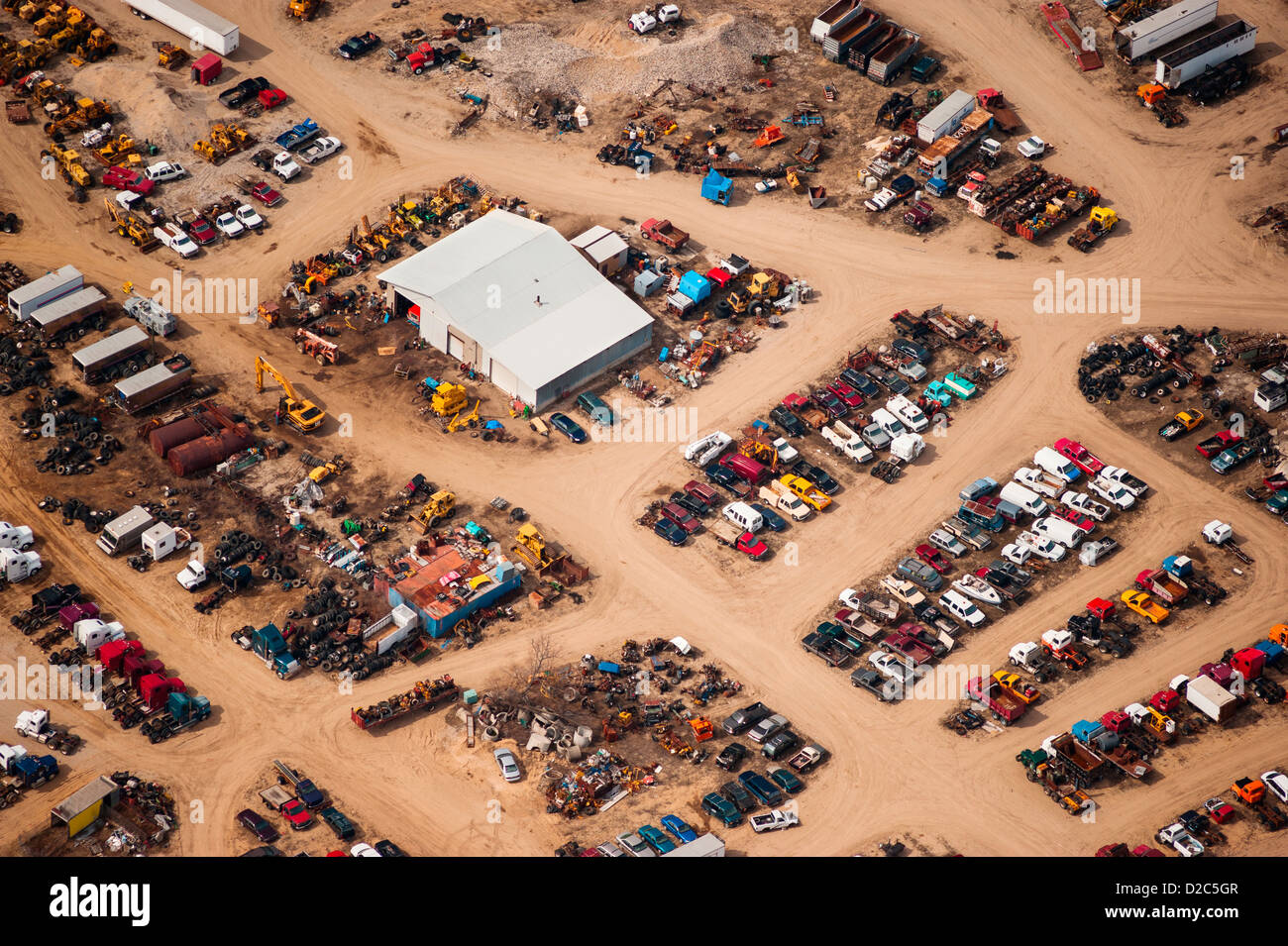 Aerial view of junk yard in Lake County, Michigan, USA Stock Photo Alamy