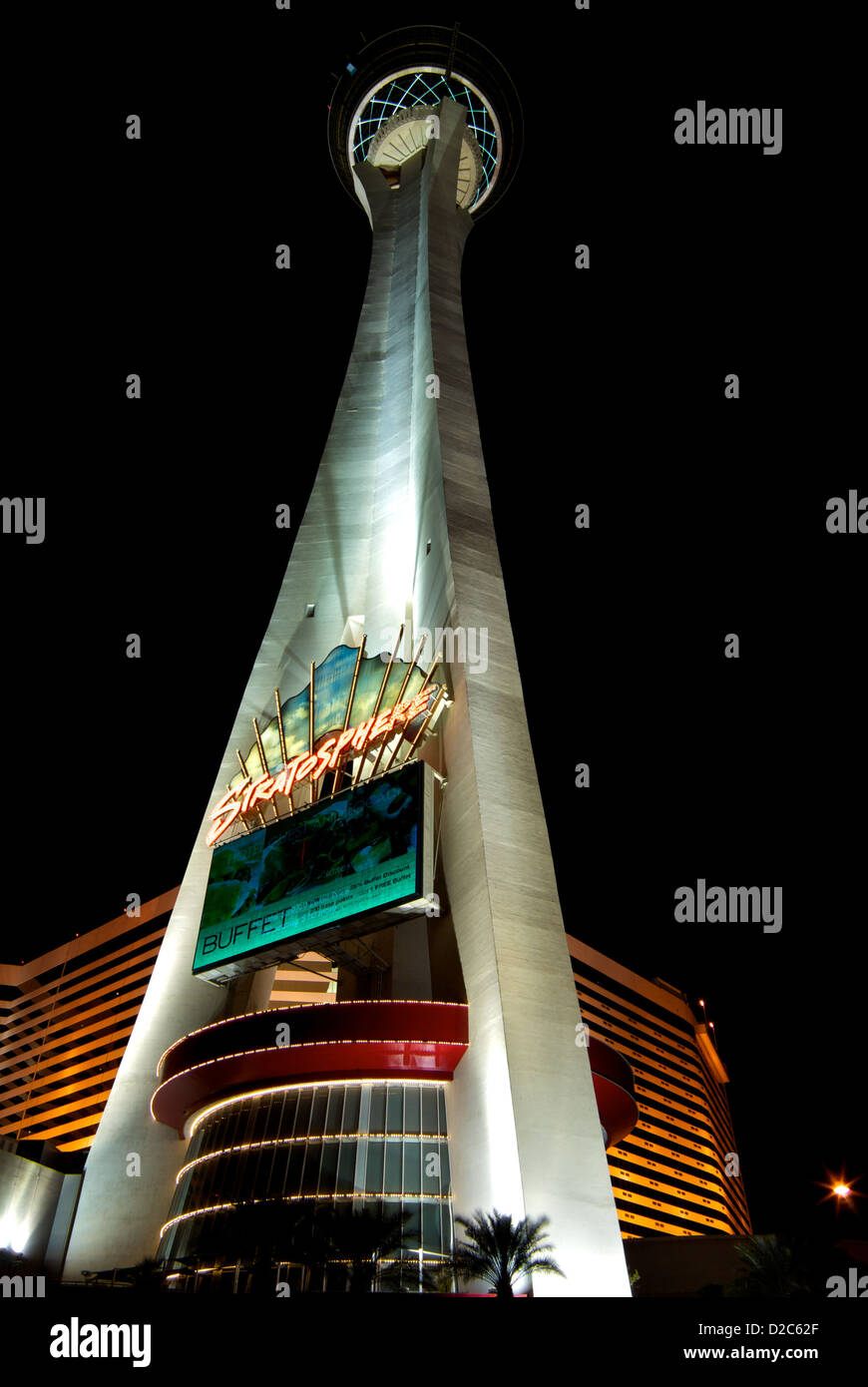 Night Stratosphere 1000-foot tower at resort hotel casino Las Vegas Stock  Photo - Alamy