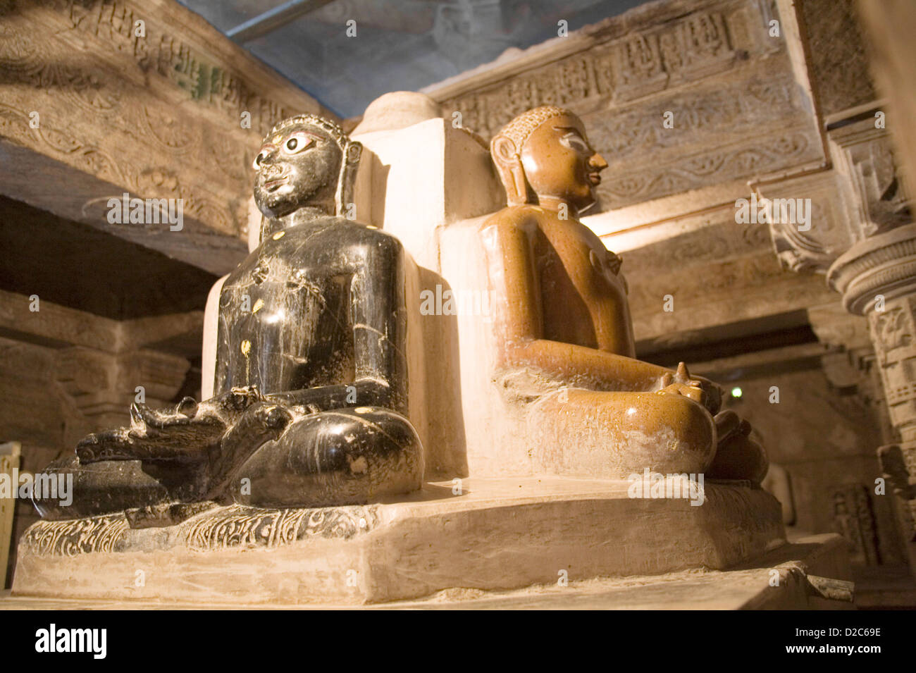 Black White Marble Statues Teerathnkar In Meditation Padmasanam Dhyana Yogic Posture 2000 Year Old Ancient Monument Adinath Stock Photo