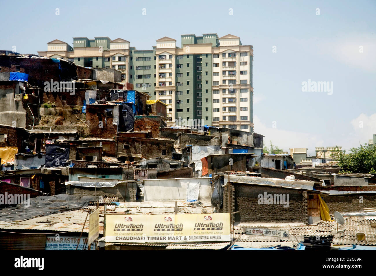 Slum And Residential Buildings At Kandivali, Mumbai Bombay, Maharashtra, India Stock Photo