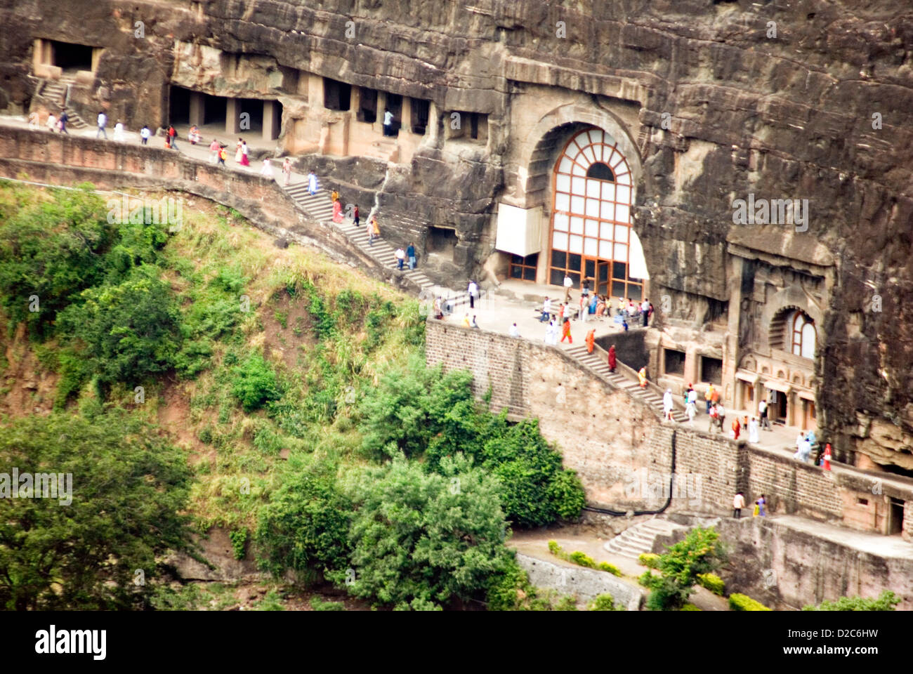 Aerial View Of Caves, Ajanta, Aurangabad, Maharashtra, India Stock ...