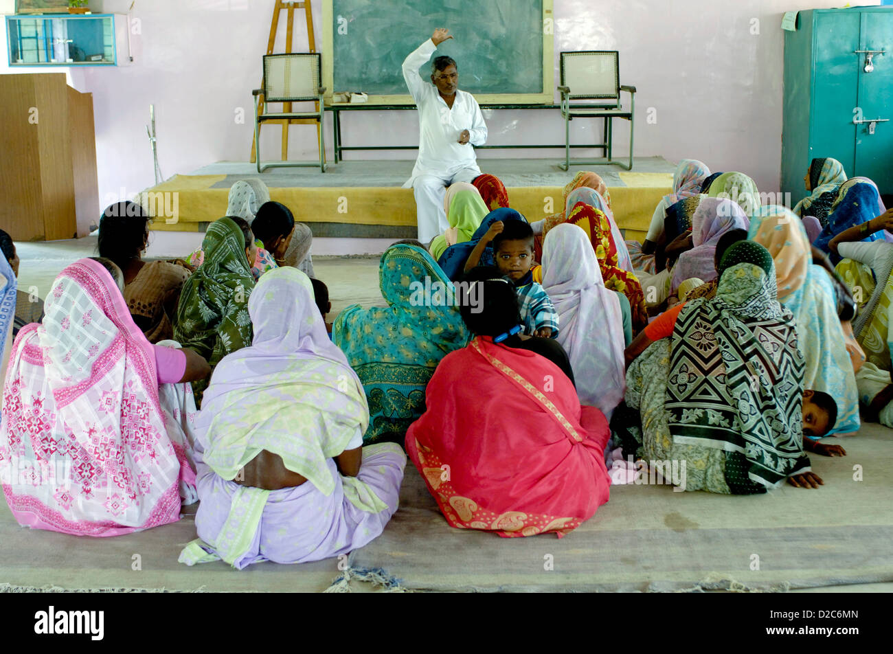 Villagers From Different Villages Attending Training Session At Ralegan Siddhi Near Pune, Maharashtra, India Stock Photo