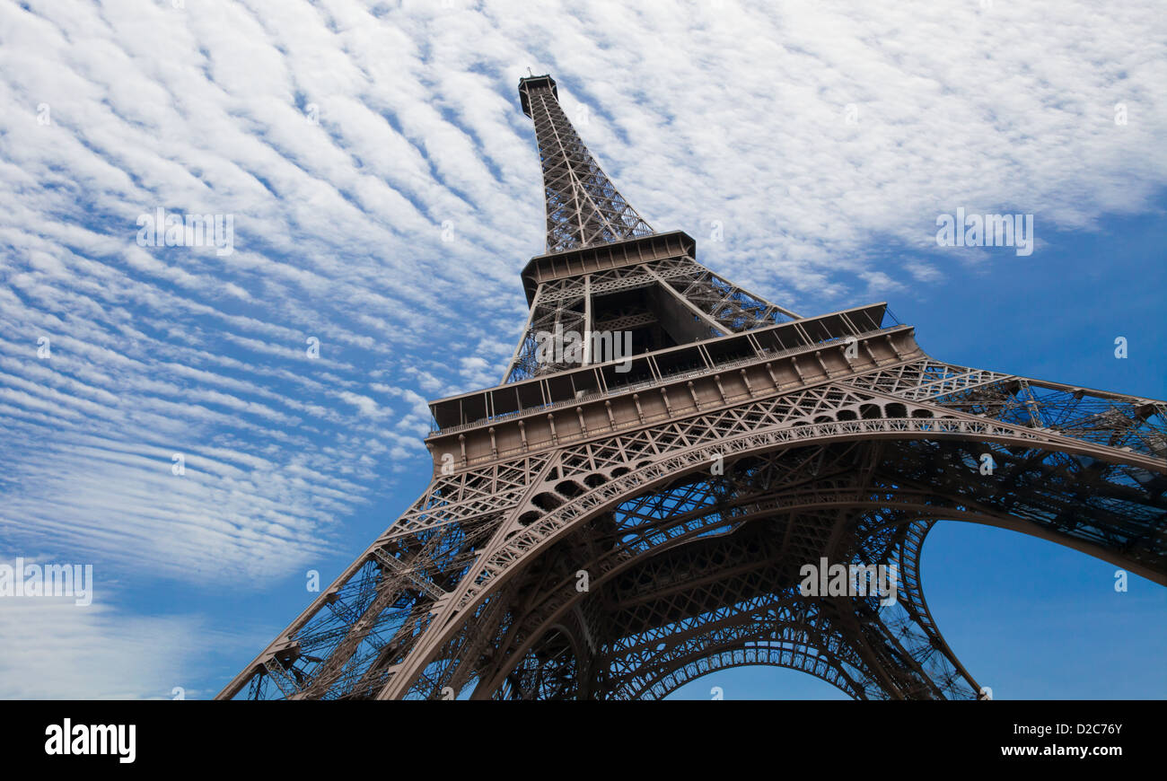Eiffel tower in Paris against blue sky Stock Photo