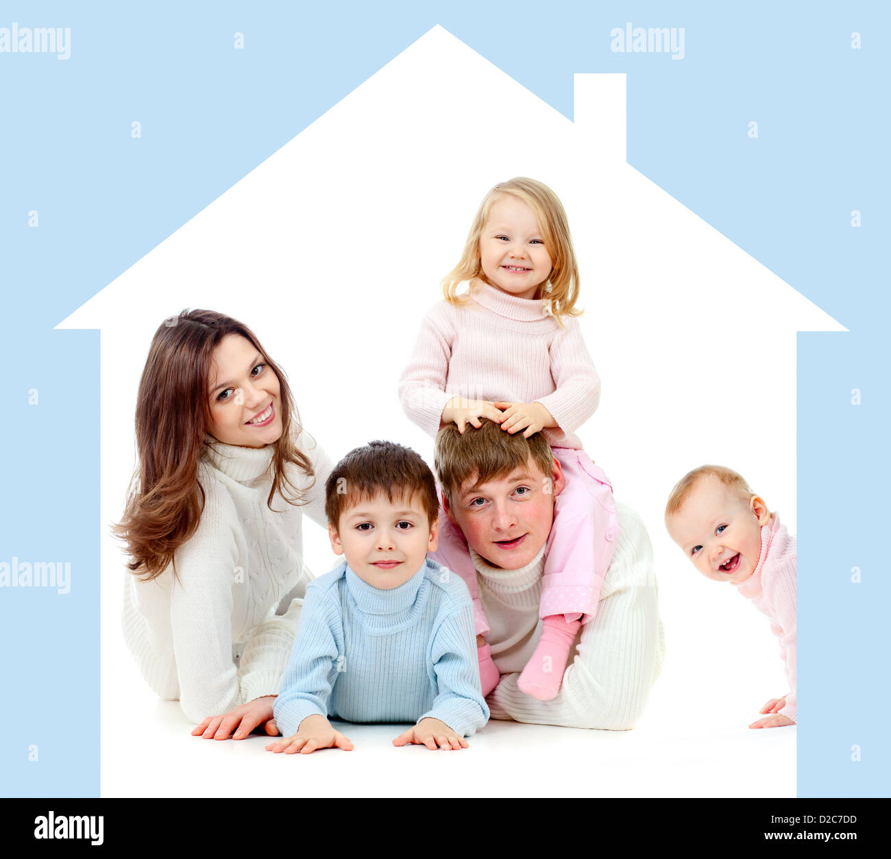 Happy family in own home concept Stock Photo