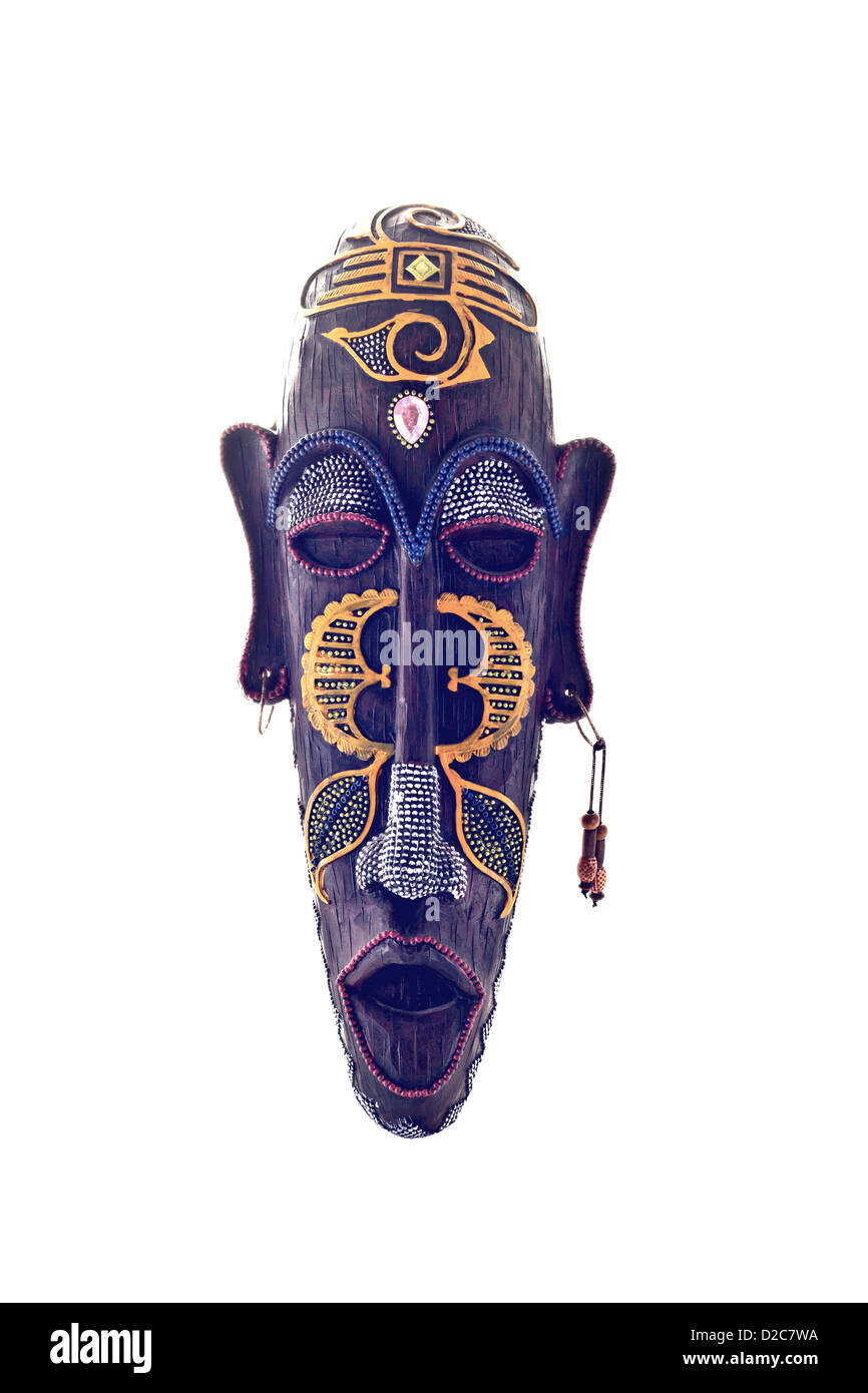 image of wooden painting mask of culture of tribes of Africa Stock Photo