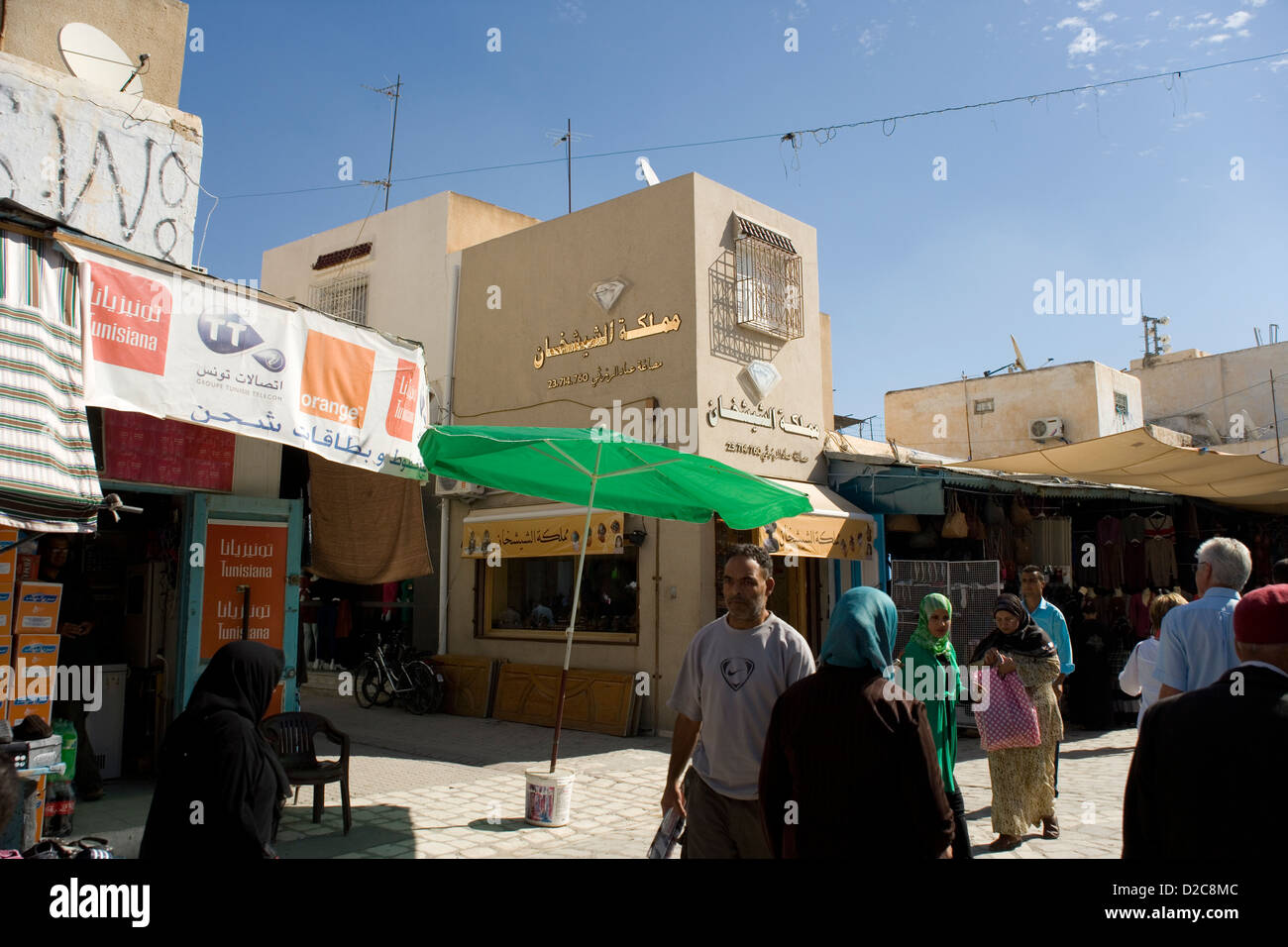 The main shopping street of the Souk in the old town in Kairouan