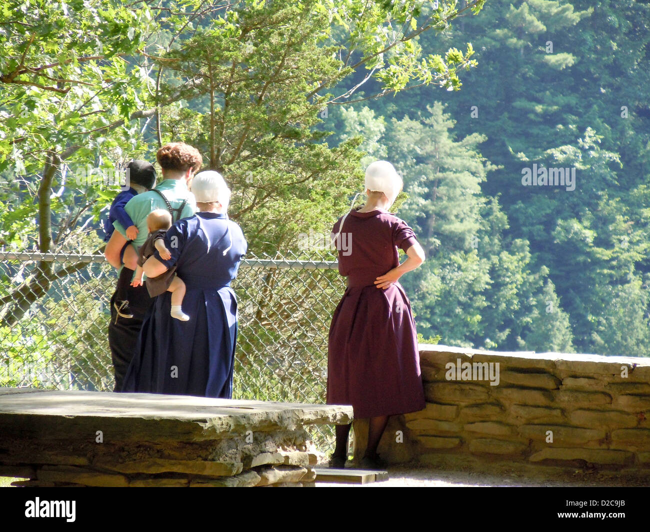 Amish Family, Letchworth State Park, New York Stock Photo