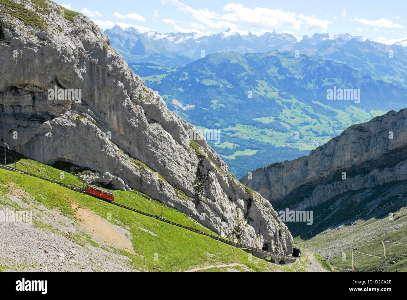Cogwheel Train, Mt. Pilatus, Switzerland Stock Photo