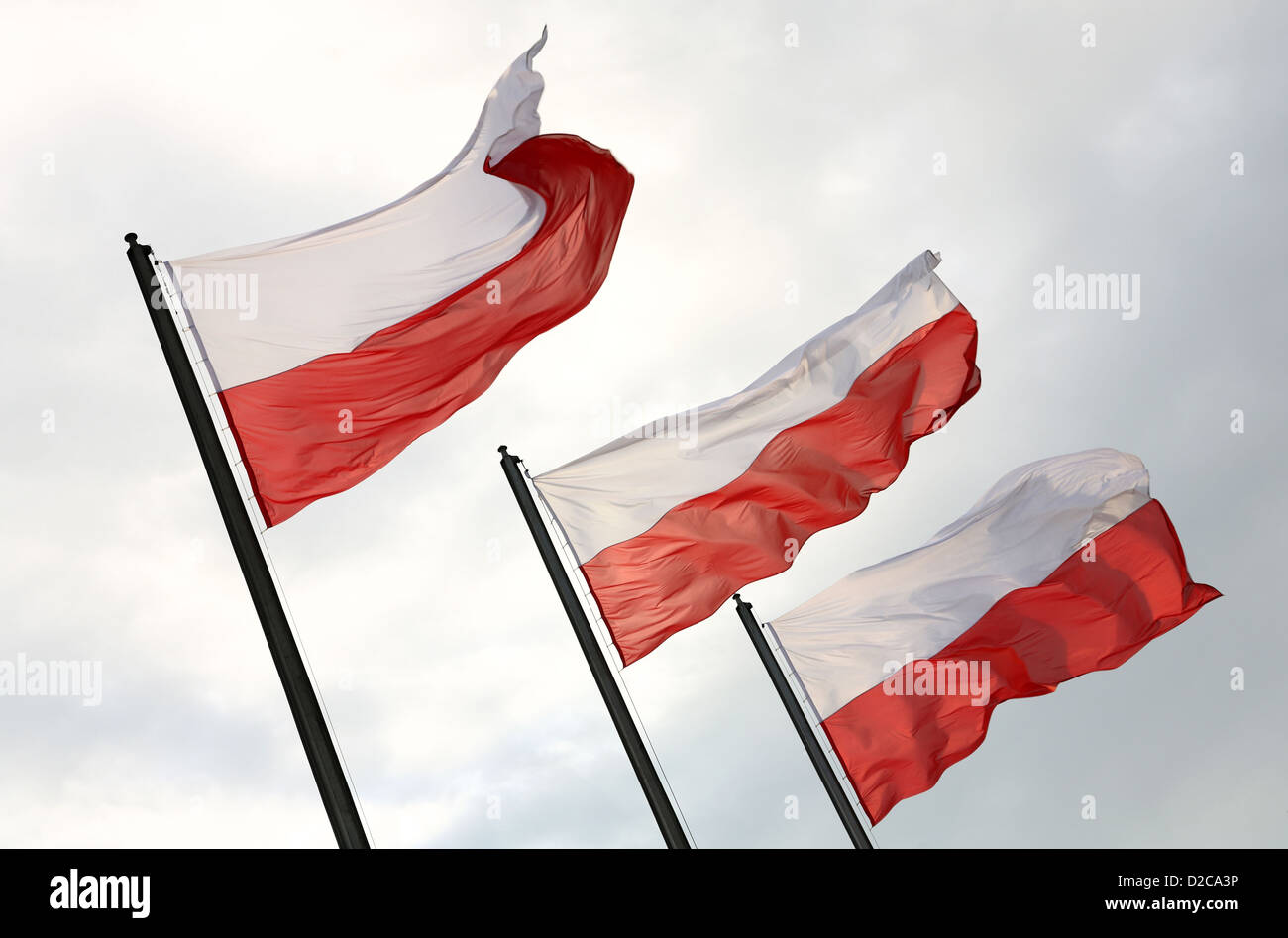 Poznan, Poland, Polish flag flies on the day of independence (Swieto  Niepodleglosci Stock Photo - Alamy