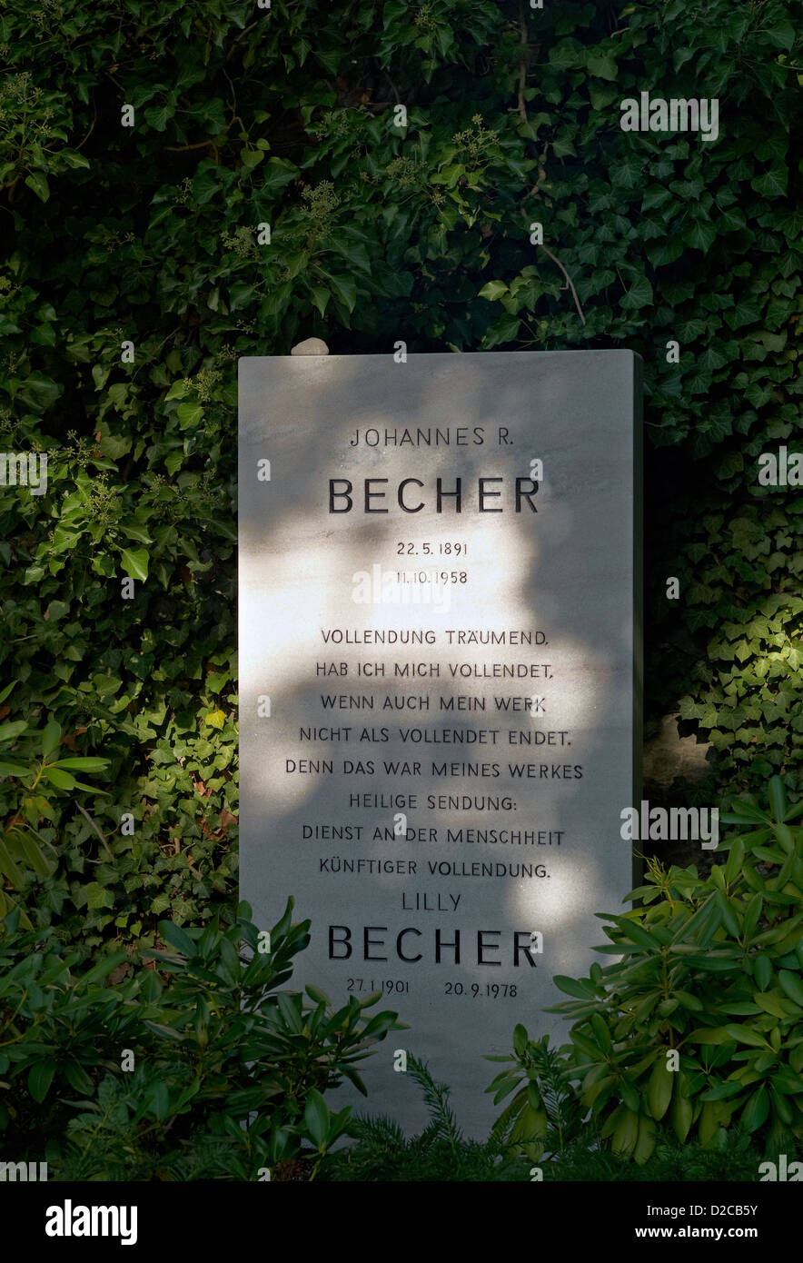 Berlin, Germany, grave of Johannes R. Becher on the cemetery Dorotheenstaedtischen Stock Photo