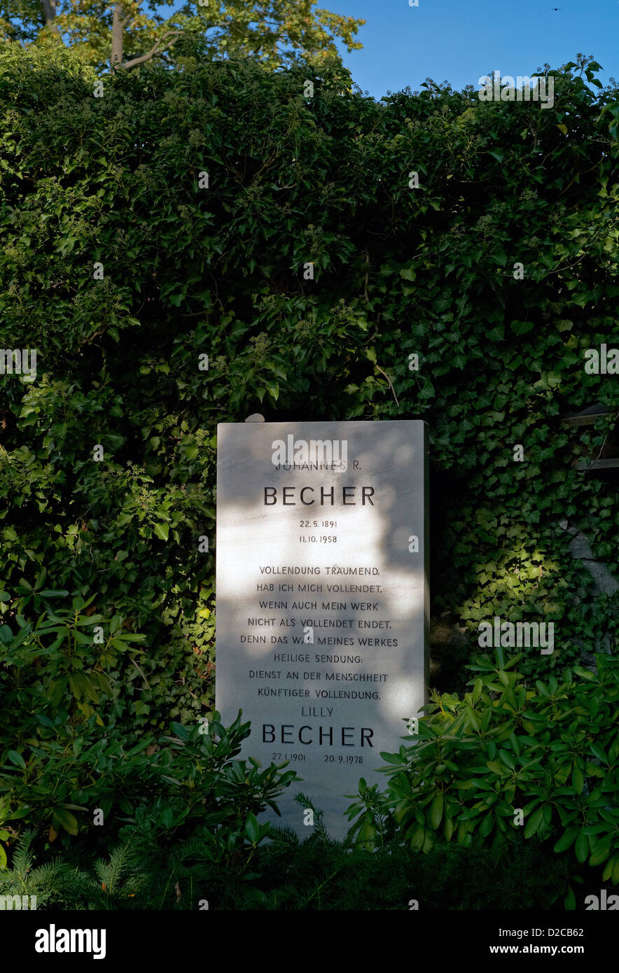 Berlin, Germany, grave of Johannes R. Becher on the cemetery Dorotheenstaedtischen Stock Photo