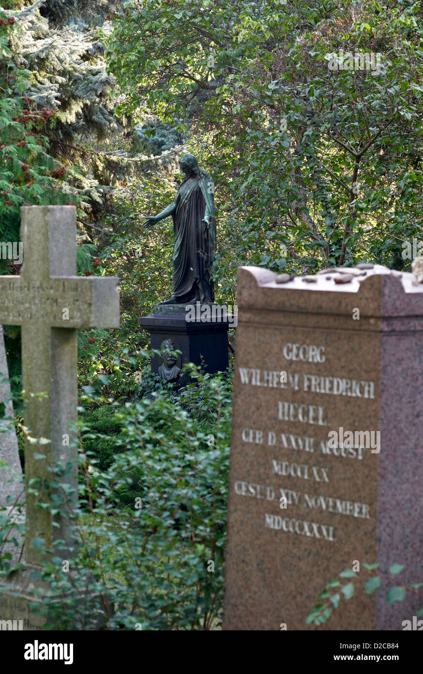 Berlin, Germany, with a view to a Jesus figure grave of Georg Wilhelm Friedrich Hegel Stock Photo