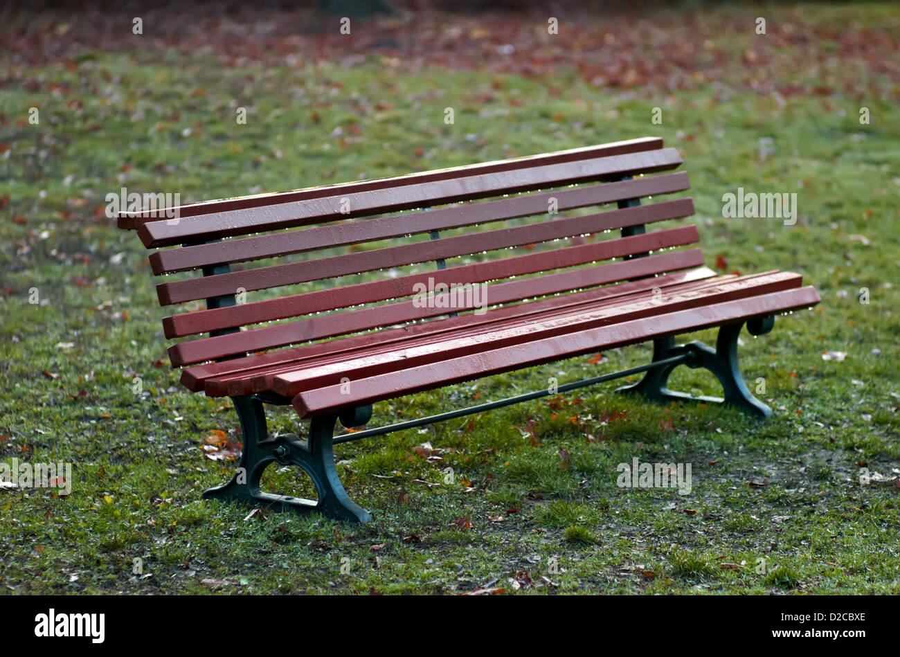 Berlin Germany A Rain Soaked Park Bench In The Park Marie Height