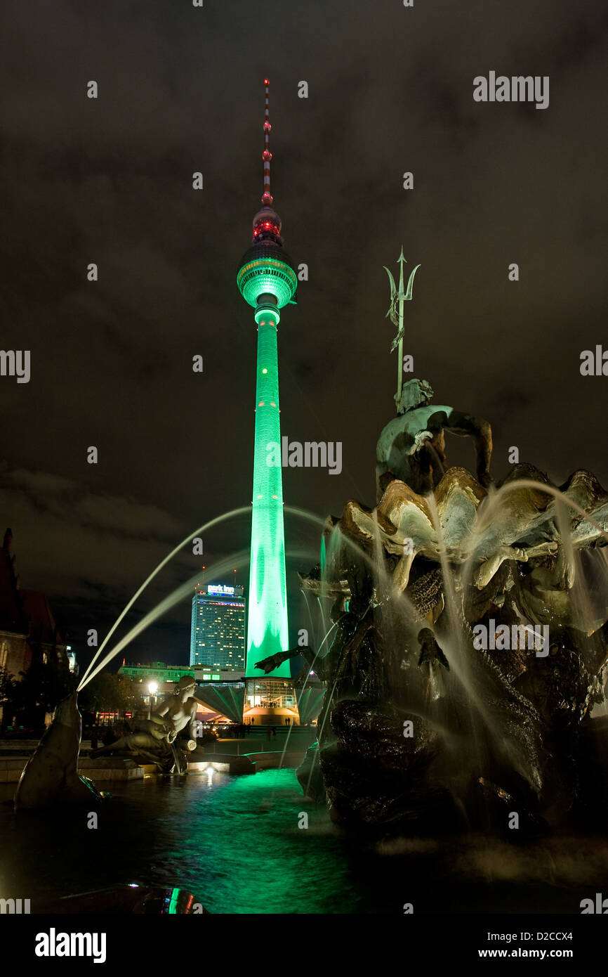 Berlin, Germany, the TV tower during the Festival of Lights 2009 Stock Photo