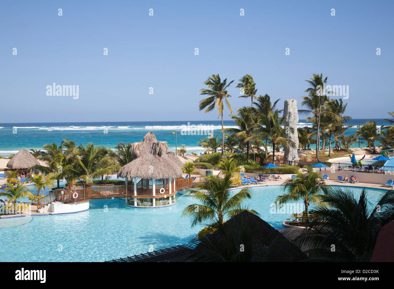 america, caribbean sea, hispaniola island, dominican republic, punta cana, hotel barcelo punta cana, swimming pool Stock Photo