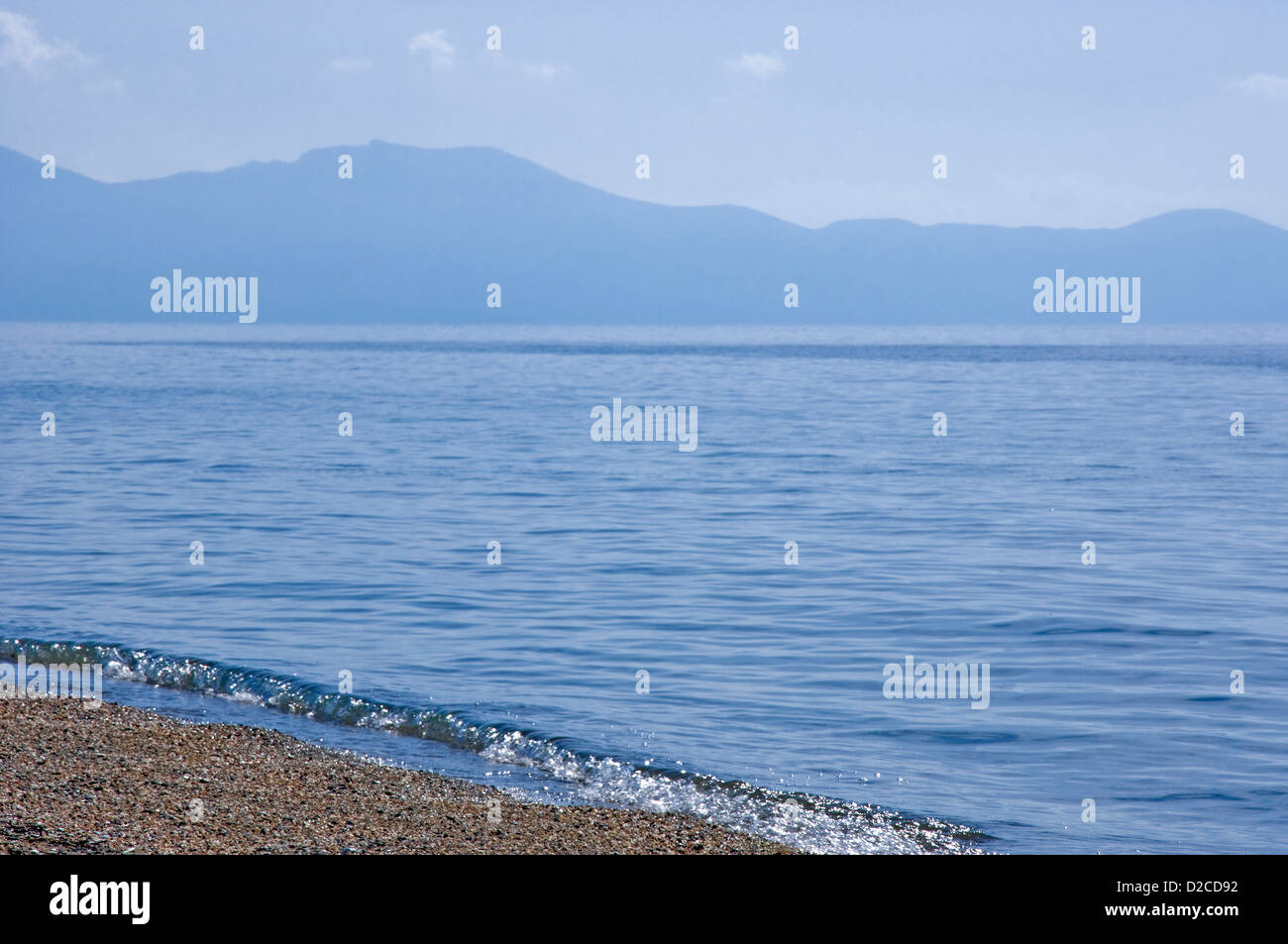 Calm beach at the Pagasitc Gulf Stock Photo