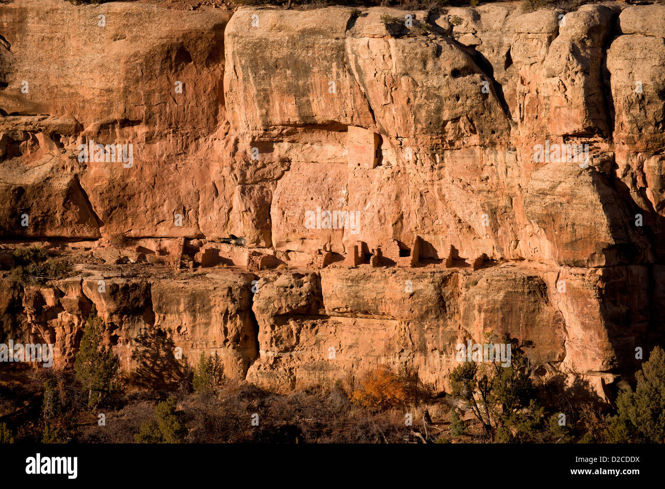 ruins of cliff dwelling of pre-Columbian Anasazi indians and UNESCO World Heritage site, Mesa Verde National Park in Colorado, Stock Photo