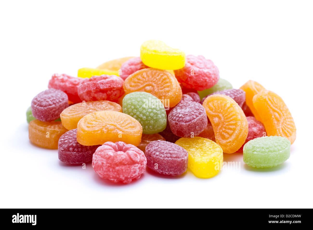 A heap of fruit sugars on white background. Stock Photo