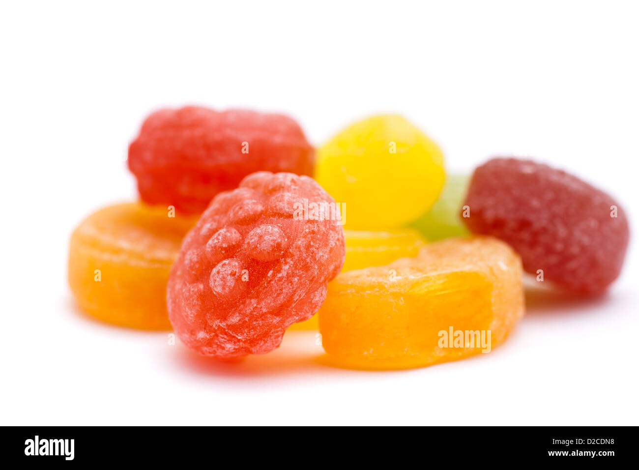 A heap of fruit sugars on white background. Stock Photo