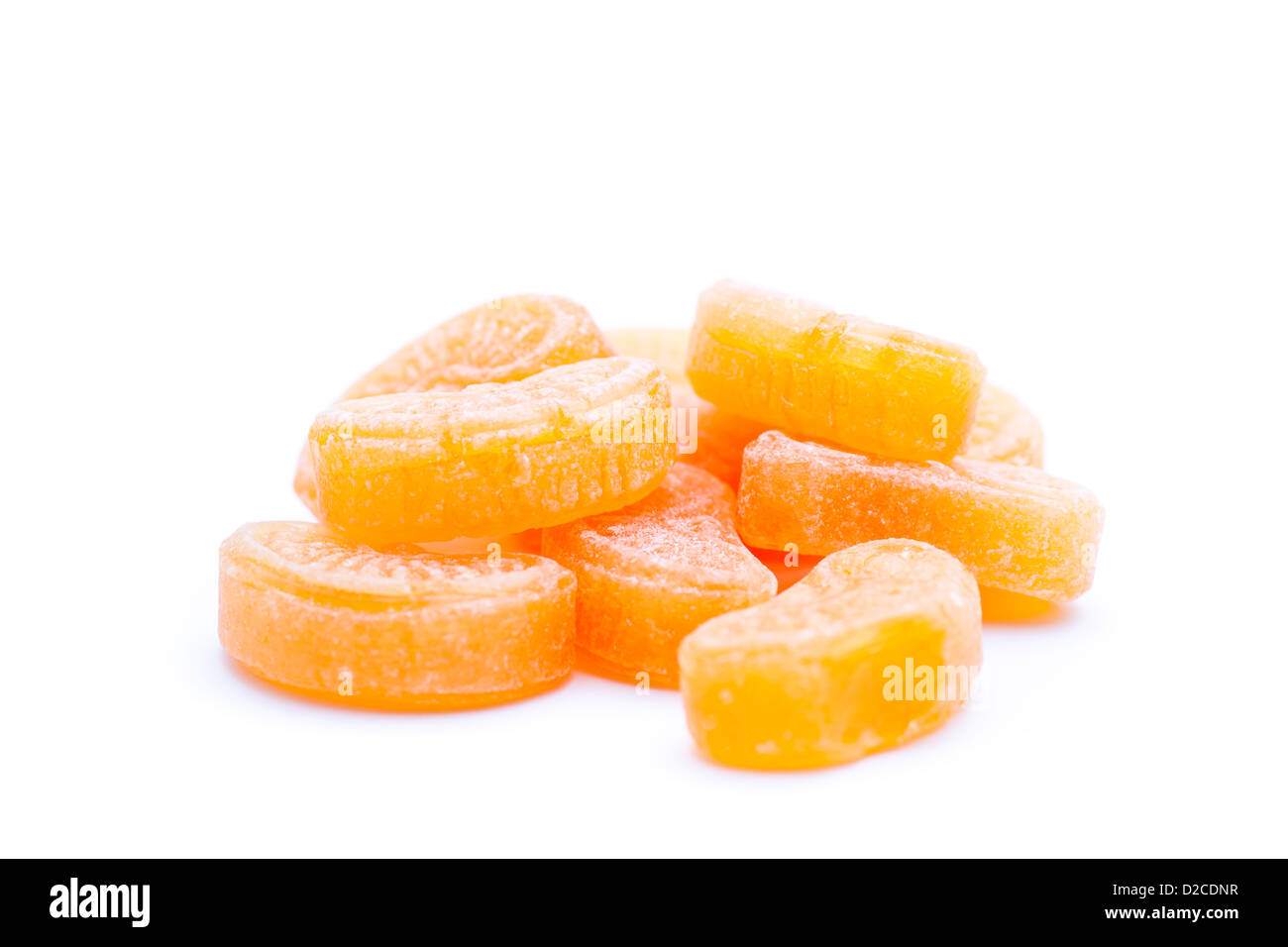 Orange fruit candy over white background Stock Photo