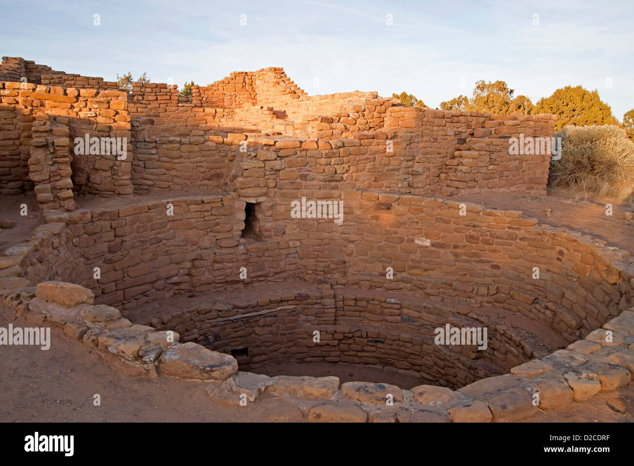 ruins of cliff dwelling of pre-Columbian Anasazi indians and UNESCO World Heritage site, Mesa Verde National Park in Colorado, Stock Photo