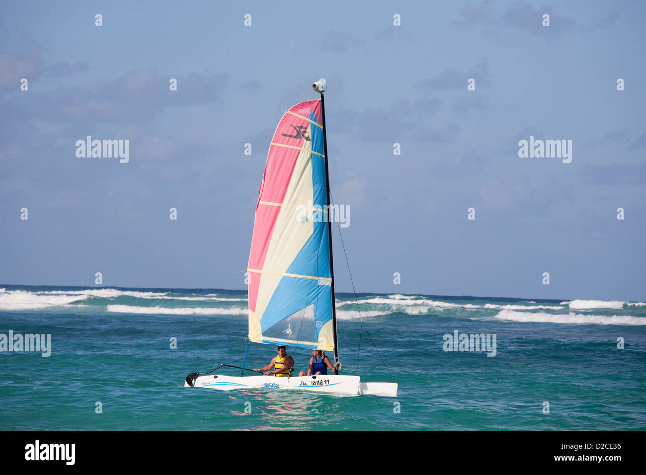 america, caribbean sea, hispaniola island, dominican republic, punta cana, hotel barcelo punta cana, sailing Stock Photo