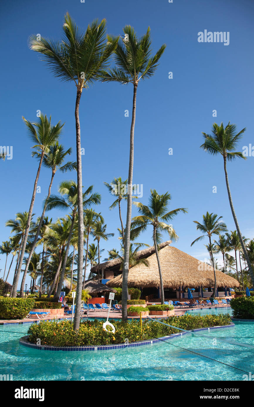 america, caribbean sea, hispaniola island, dominican republic, punta cana, hotel barcelo punta cana, swimming pool Stock Photo