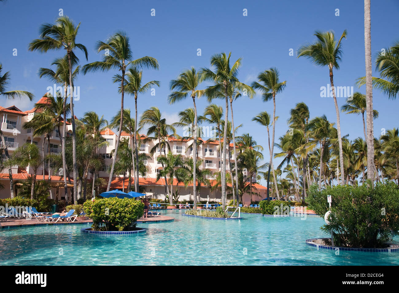 america, caribbean sea, hispaniola island, dominican republic, punta cana, hotel barcelo punta cana, swimming pool Stock Photo