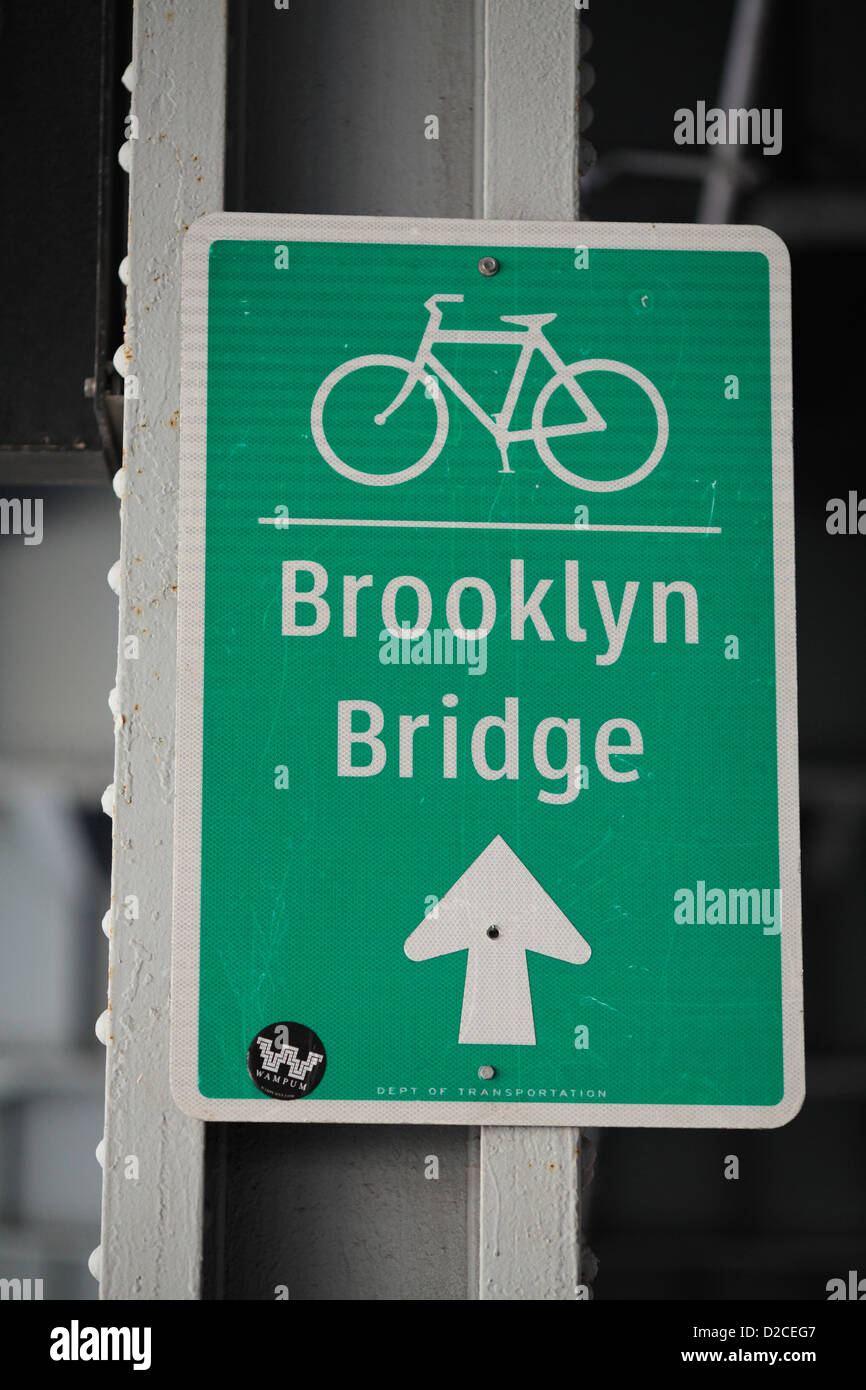 Brooklyn Bridge street sign, New York. Stock Photo