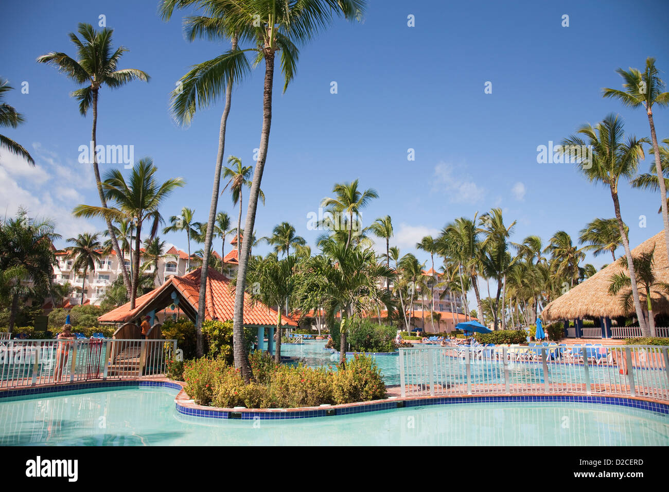 america, caribbean sea, hispaniola island, dominican republic, punta cana, hotel barcelo punta cana, swimming pool Stock Photo