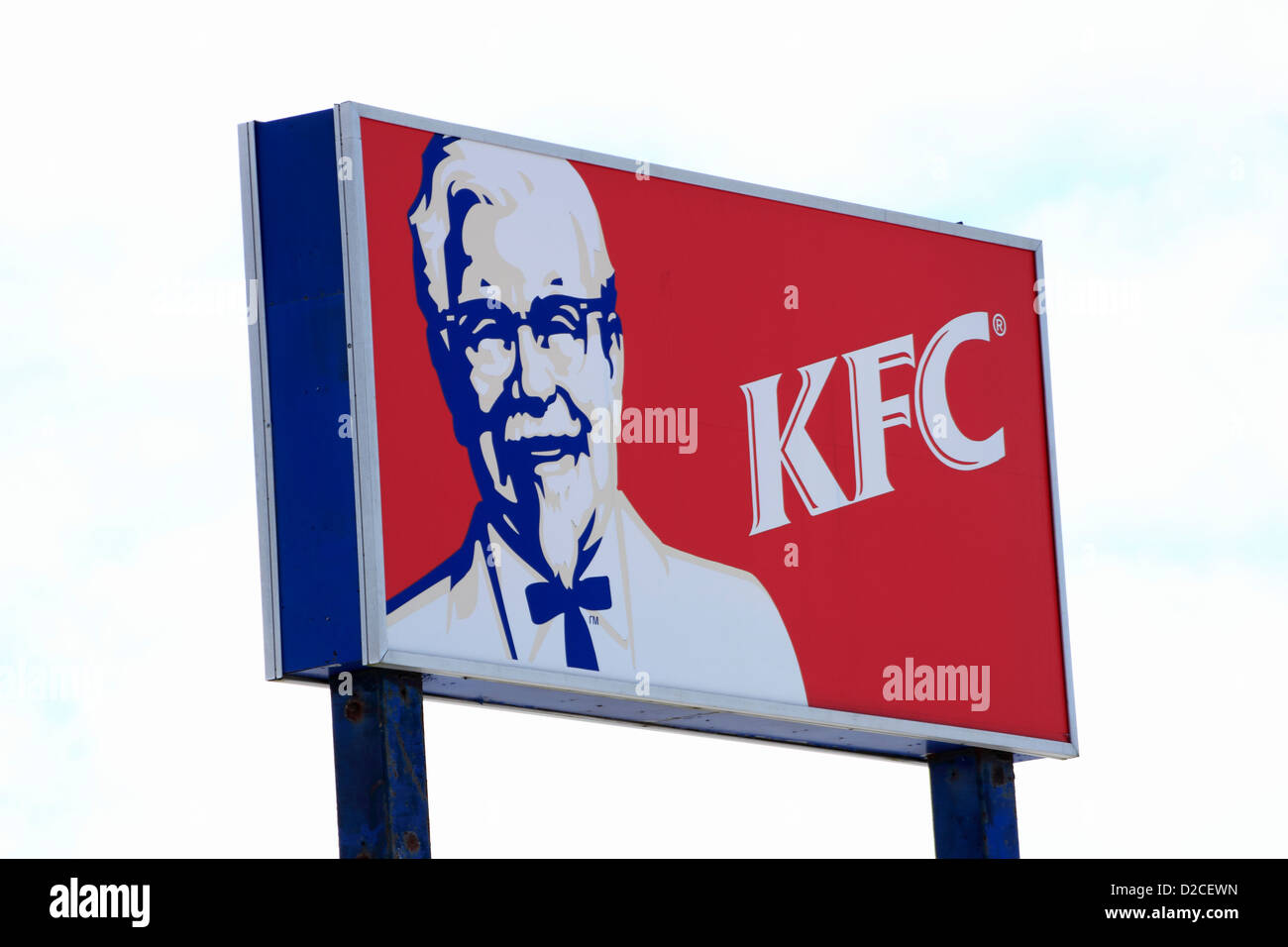 Colonel Sanders KFC Kentucky Fried Chicken store sign Stock Photo