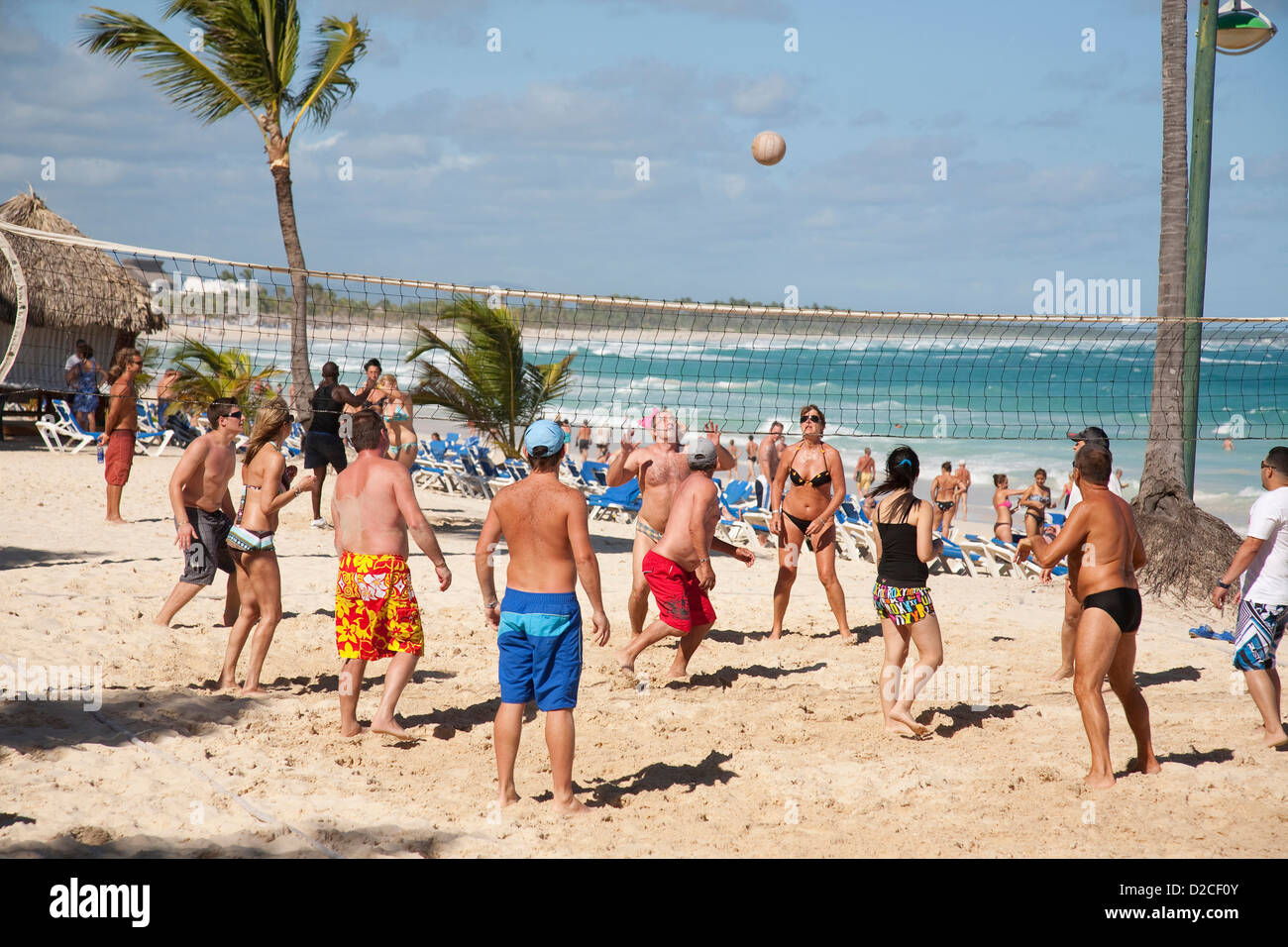 america, caribbean sea, hispaniola island, dominican republic, punta cana, hotel barcelo punta cana, beach, beach volley Stock Photo