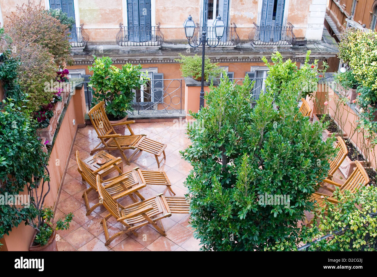 Roof garden, Rome Stock Photo Alamy