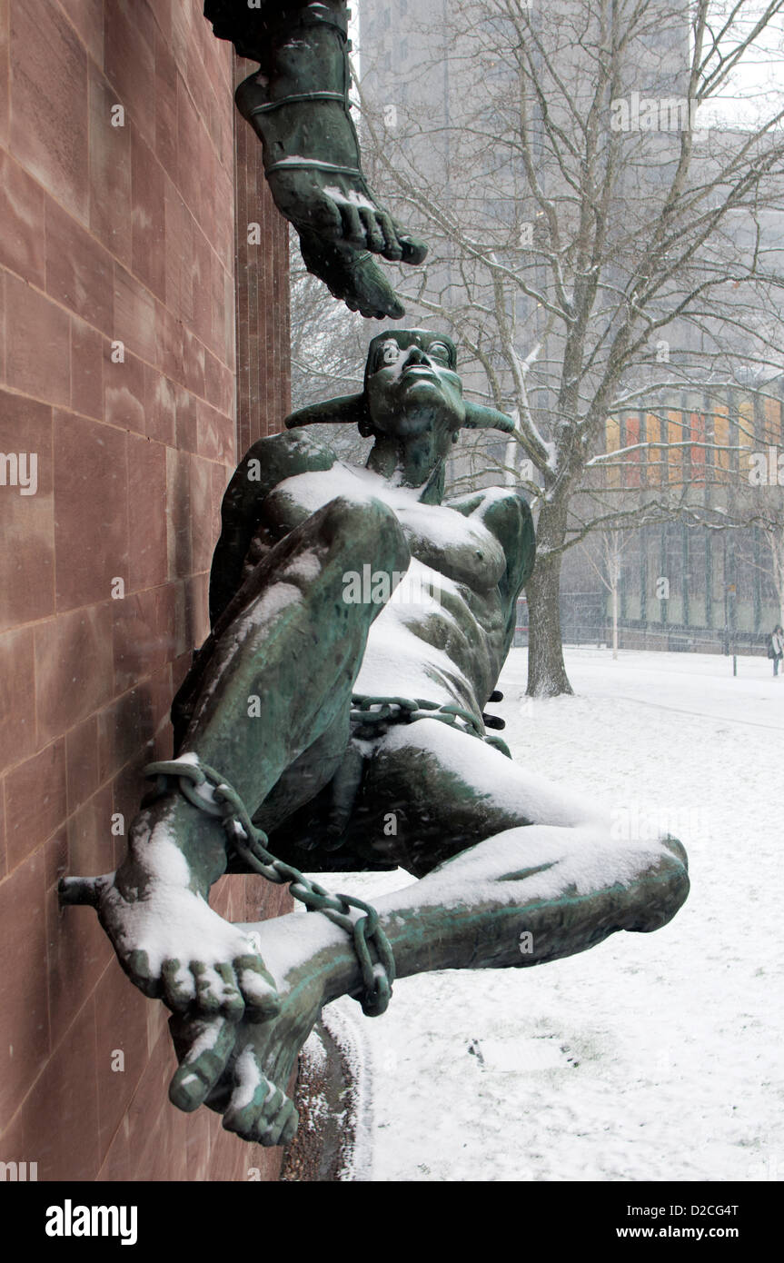 Coventry cathedral saint michael devil statue sculpture epstein jacob