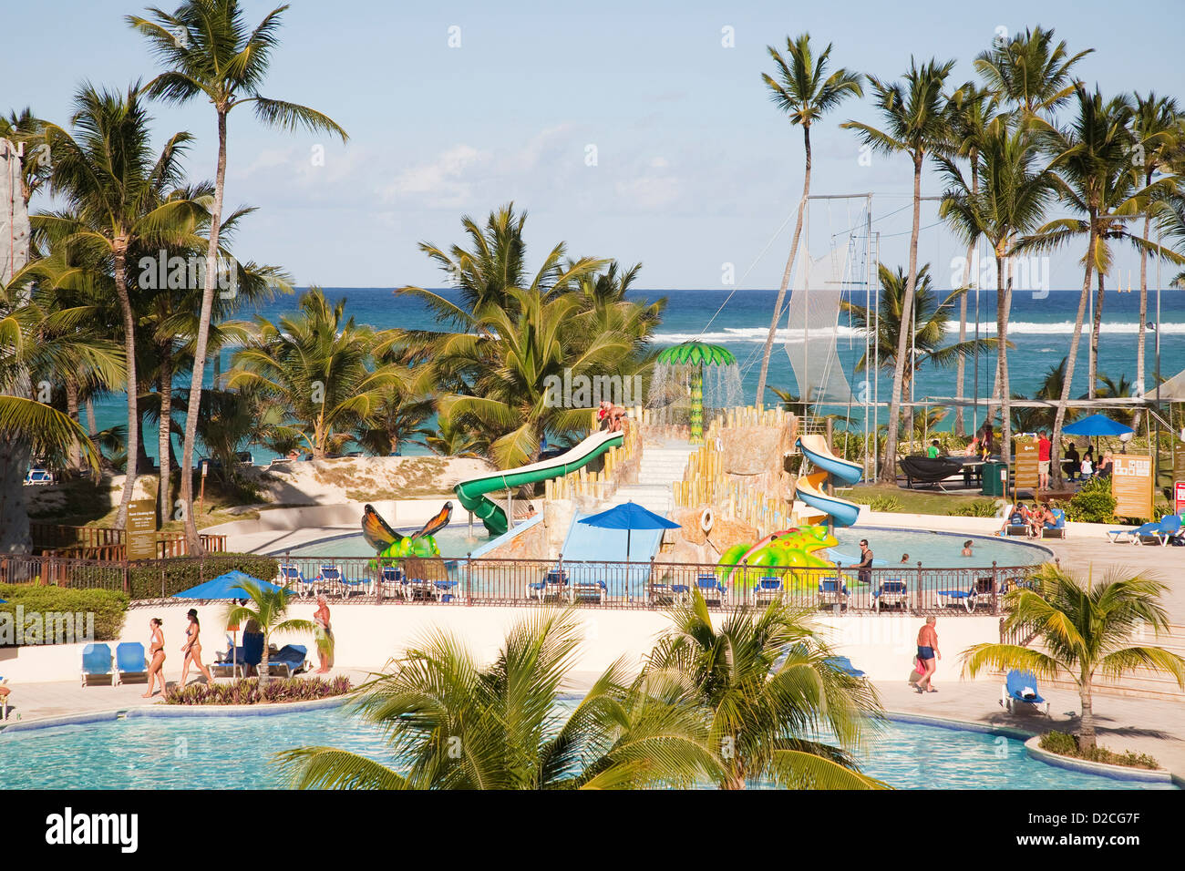 america, caribbean sea, hispaniola island, dominican republic, punta cana, hotel barcelo punta cana, swimming pool Stock Photo