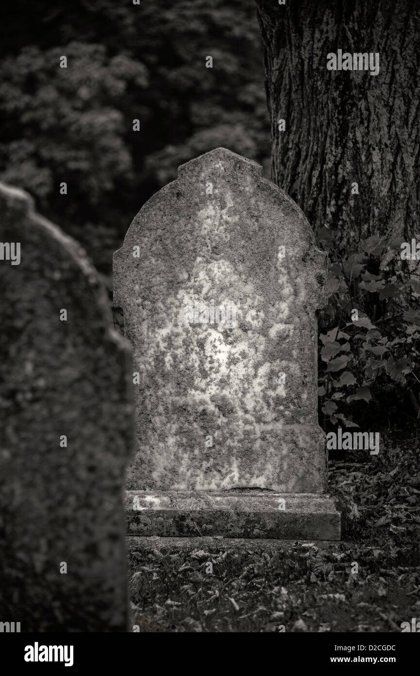 Aging grave stone. Stock Photo