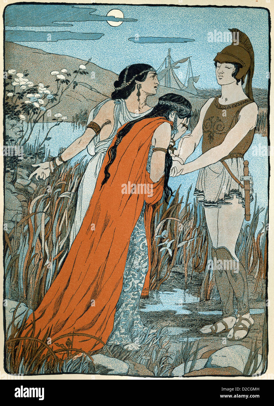 Medea, with a handmaiden, talk with Jason. With her magic powers, Medea  helps Jason snatch the Golden Fleece Stock Photo - Alamy