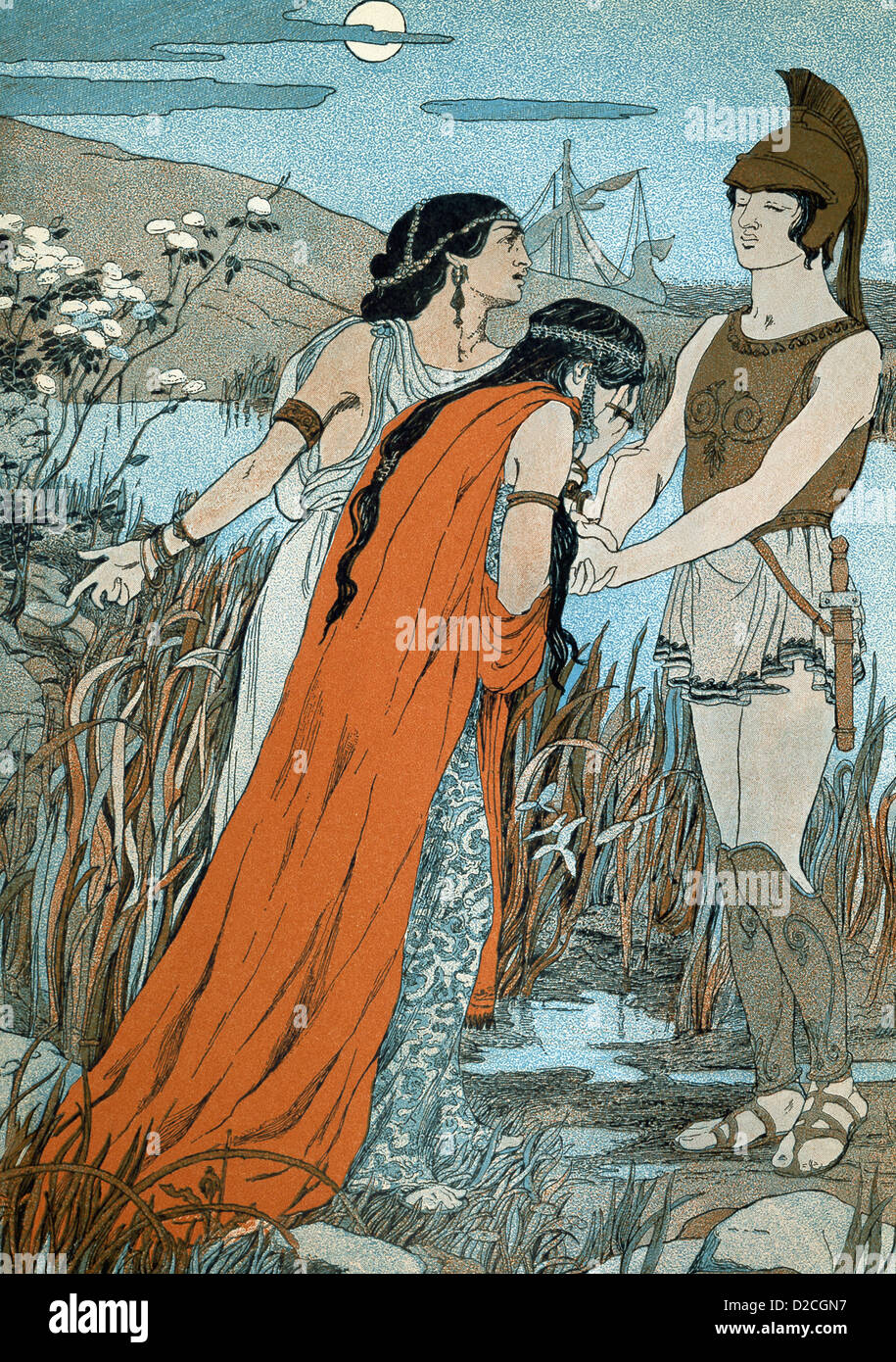 Medea, with a handmaiden, talk with Jason. With her magic powers, Medea