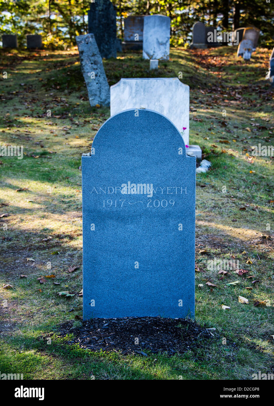 Burial site of American artist Andrew Wyeth, Cushing, Maine, USA Stock Photo