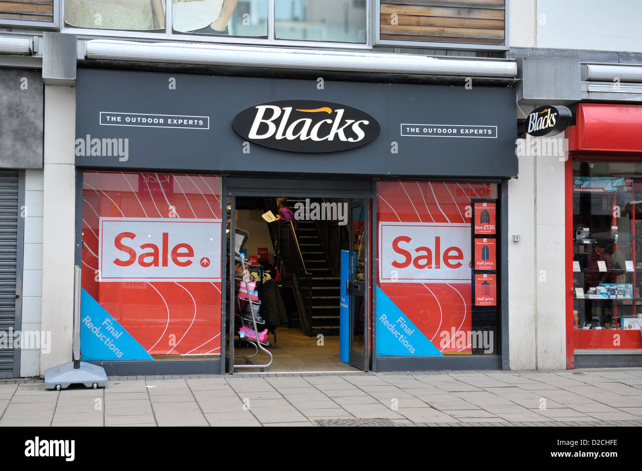 Blacks Retail shop or unit on UK street Stock Photo